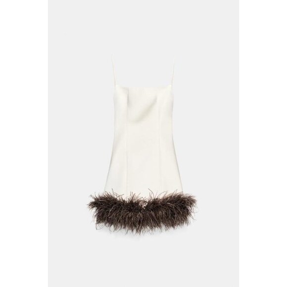ZARA FEATHER SATIN EFFECT DRESS - Picture 6 of 8